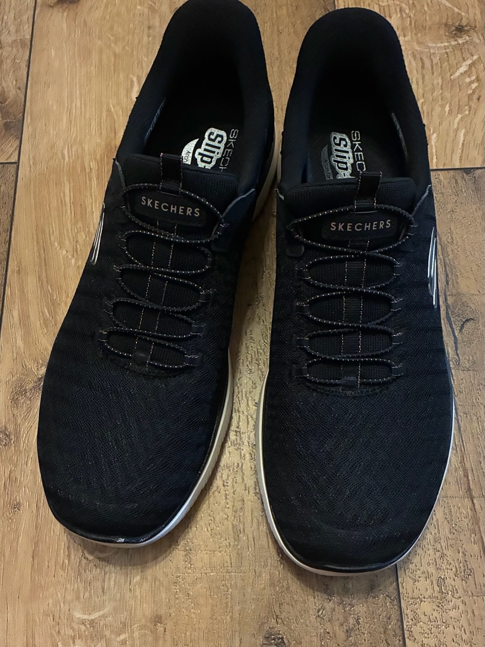 Skechers Black Slip-On Knit Athletic Sneakers